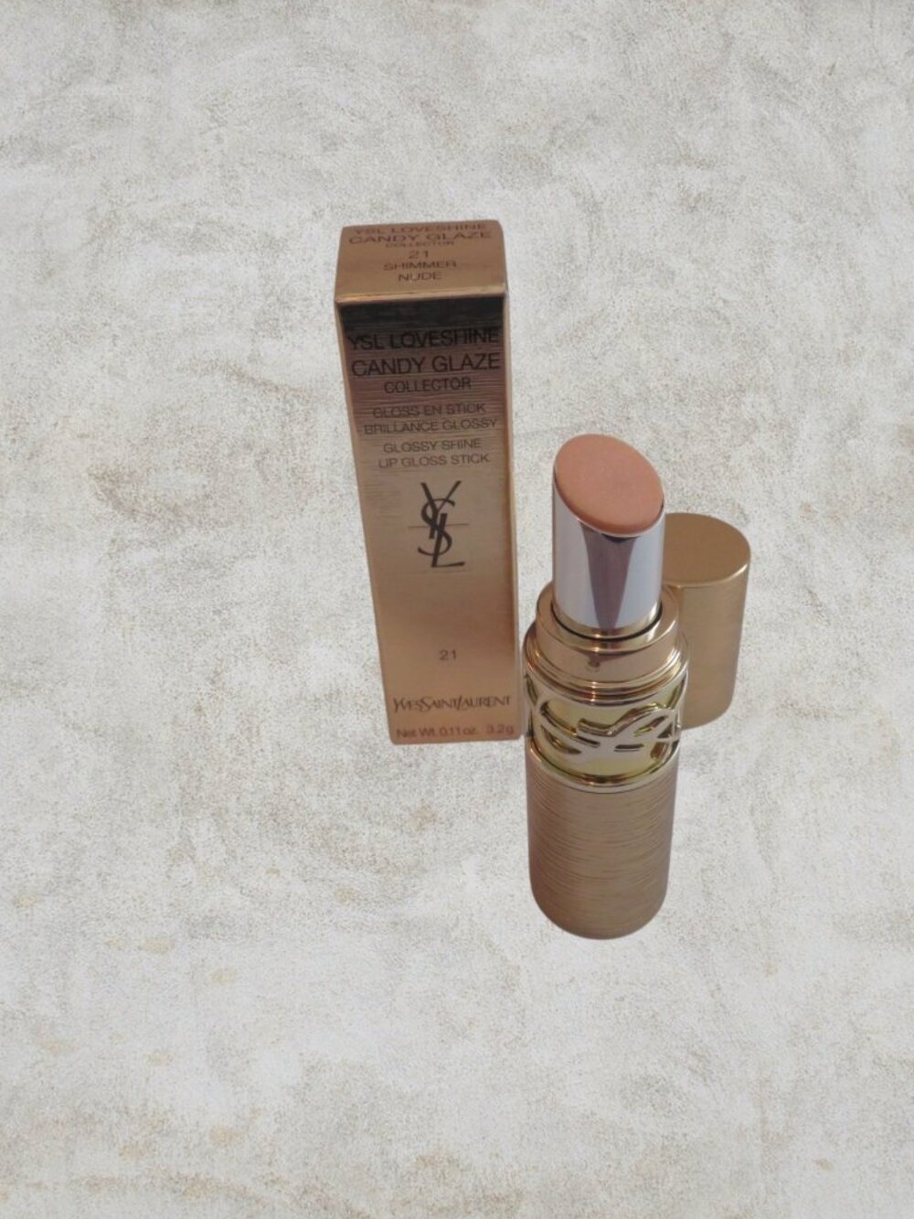 YSL Loveshine Candy Glaze Collector 21-Shimmer Nude (Holiday, Limited Edition)